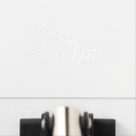Save the date . elegant wedding embosser<br><div class="desc">A simple and elegant 'Save the Date' design with manuscript (handwritten font style) text,  and with the image of a small heart of love</div>
