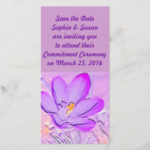 Save the Date Embossed Purple Crocus Cards