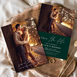 Save the Date Emerald Green Handwritten Wedding