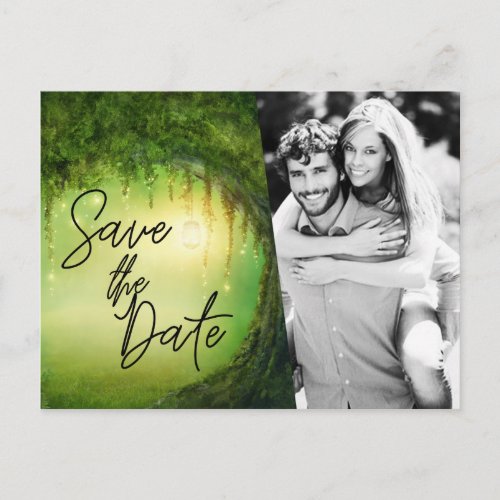 Save the Date Enchanted Forest Engagement Photo Postcard