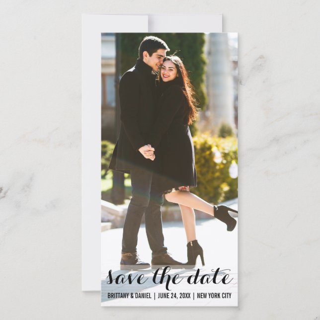 Save The Date Engagement Modern Photo Card LV (Front)