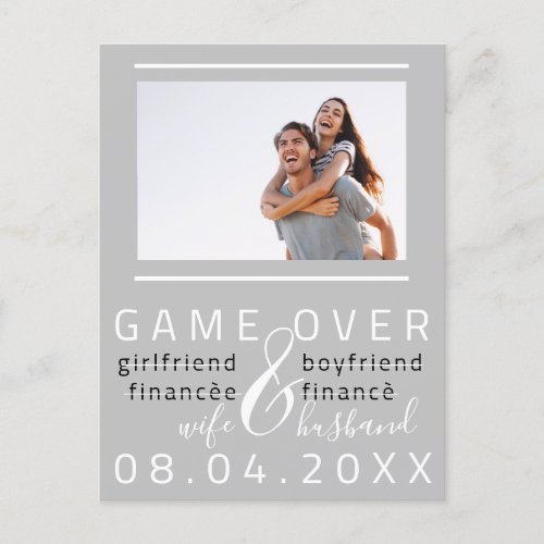 Save The Date Engagement Photo Funny Gray White Postcard