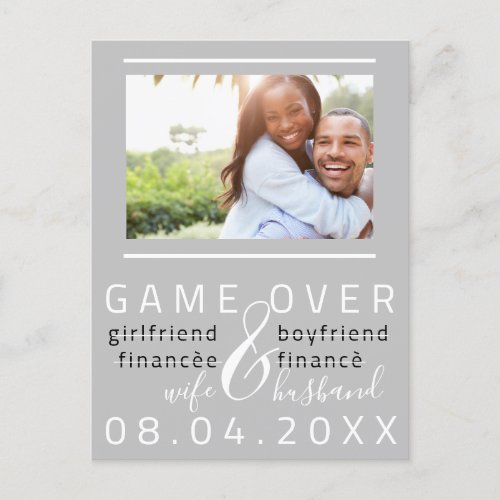 Save The Date Engagement Photo Funny Gray White Postcard