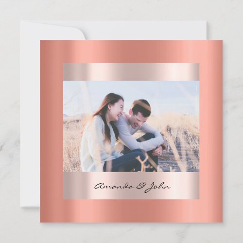 Save The Date Engagement Rose Coral Bridal Photo Invitation