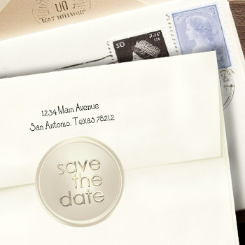 Save The Date Envelope Seal Off White Gold by TailoredType at Zazzle