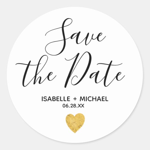 Save the Date Envelope Seals with Gold Heart