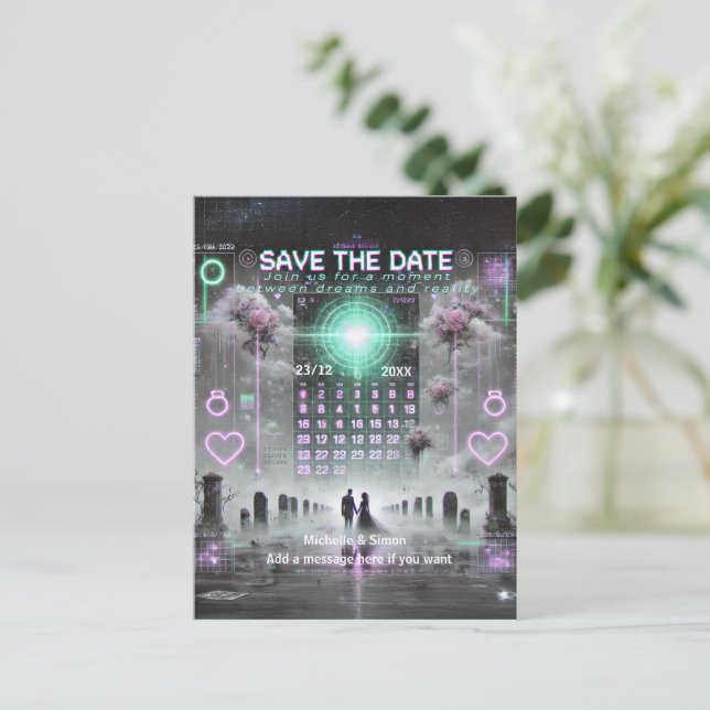 💌 “Save the Date: Eternal Glitch Wedding” 💌 Announcement Postcard (Standing Front)