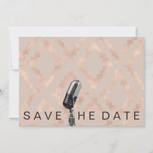 Save The Date Ethnic Pink Peach Pastel Microfone