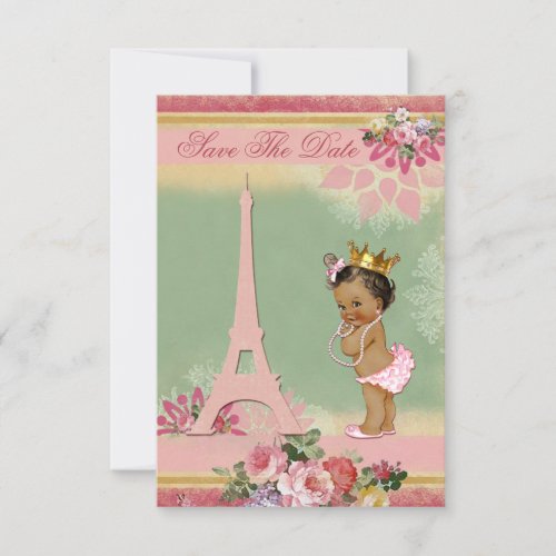 Save The Date Ethnic Princess Paris Baby Shower