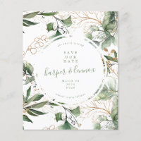 save the date Eucalyptus Gold Boho Modern budget