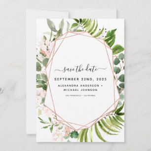 Save the Date Eucalyptus Greenery Geometric