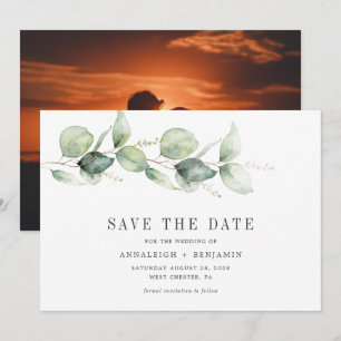 Save the Date Eucalyptus Greenery Photo Script