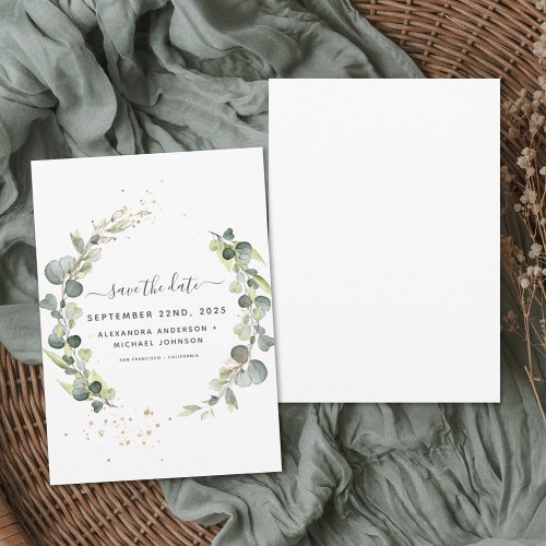 Save the Date Eucalyptus Greenery Succulent