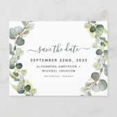 Save the Date Eucalyptus Greenery Succulent Announcement Postcard (Front)