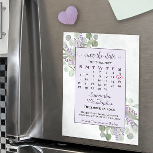 Save the Date Eucalyptus Lavender Calendar Magnet