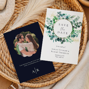 Save the Date Eucalyptus Watercolor Wedding Invitation