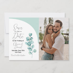 Save The Date Eucalyptus Wedding Leaves Photo