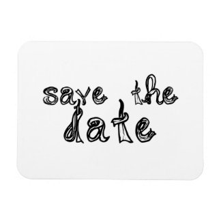 save the date fabric font black & white magnet