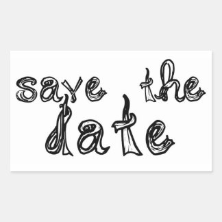 save the date fabric font black & white sticker