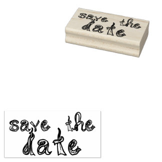 save the date Fabric Font Rubber Stamp
