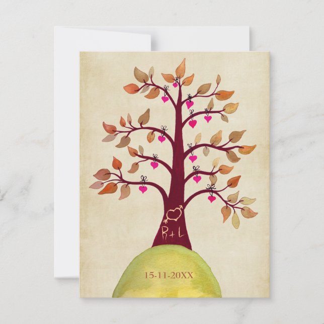 Save the Date Fall Autumn Wedding Tree Invite (Front)