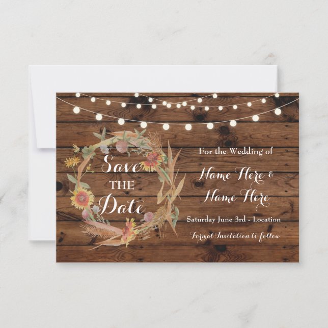 Save The Date Fall in Love Wedding Wood Cards (Front)