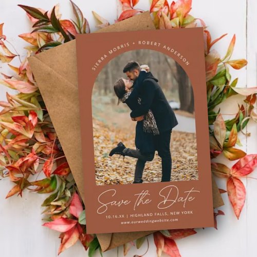 Save the Date Fall Wedding Modern Arch