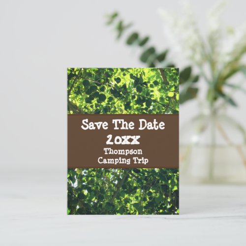 Save The Date Family Camping Trip Leaves Reunion Postcard
