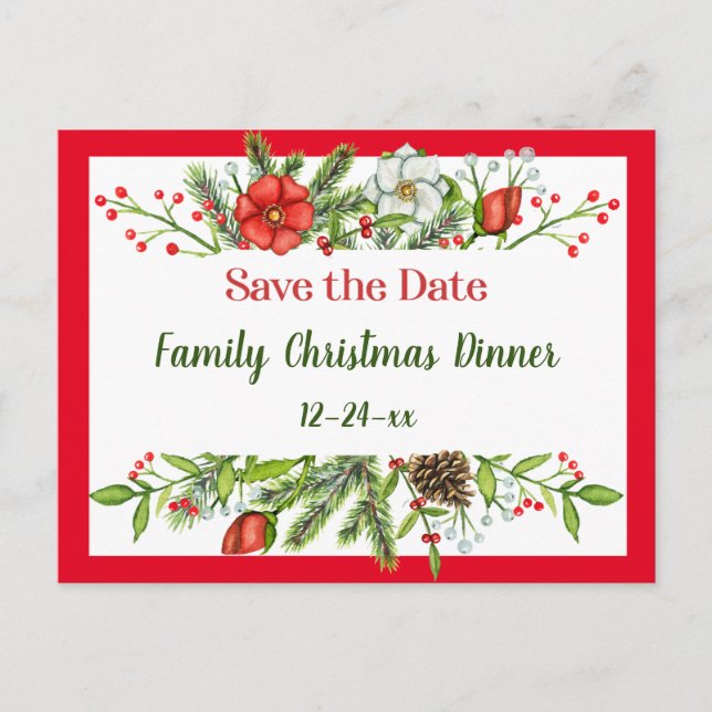Save the Date Family Christmas Dinner Invite (Front)