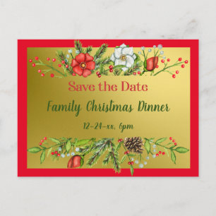 Save the Date Family Christmas Dinner Invite Gold
