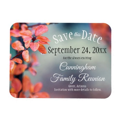 Save The Date Family Reunion Autumn Leaves Bokeh Magnet