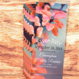 Save The Date Family Reunion Autumn Leaves Bokeh Rack Card