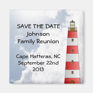 Save the Date Family Reunion Beach Lighthouse Fun Magnet