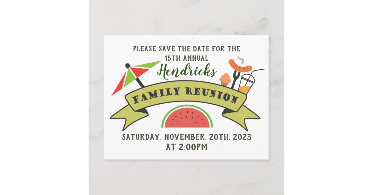 Save the Date family reunion design postcard Zazzle