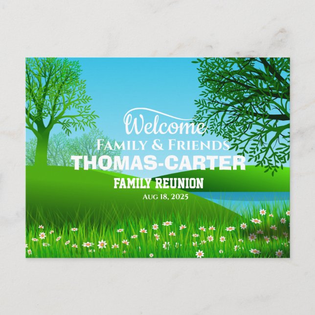Save The Date Family Reunion Nature Scene Lake Postcard (Front)