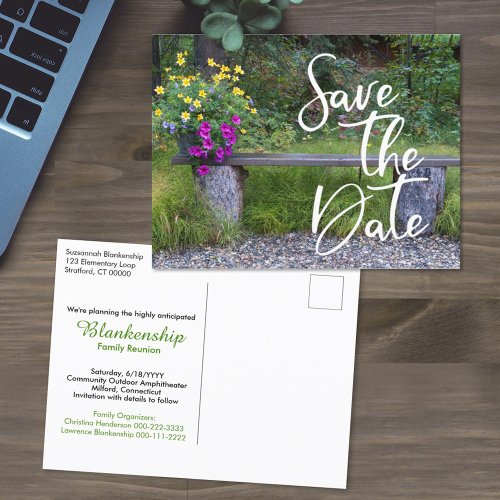 Save The Date Family Reunion Rustic Rural Floral Postcard
