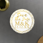 Save The Date Faux Gold Foil Wreath Wedding Magnet<br><div class="desc">The date is set! Now to let all your guests know when your wedding date is. Add your initials and wedding date to this simple yet fancy faux gold foil Save the Date magnet - you can choose whether to have a square one or round. Congratulations!</div>