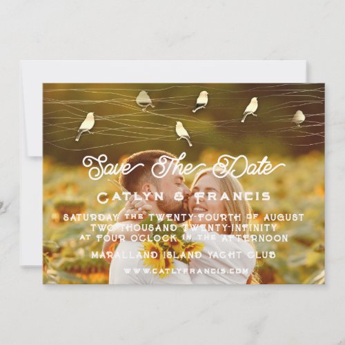Save The Date Faux Gold Kraft Foto Country Bird Invitation