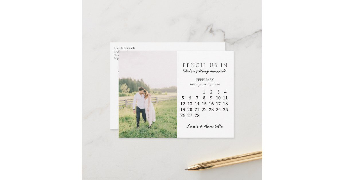 Save the Date February 2023 Monthly Calendar Postcard | Zazzle