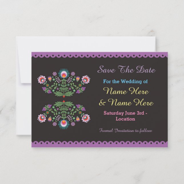 Save The Date Fiesta Mexican Floral Wedding Invite (Front)