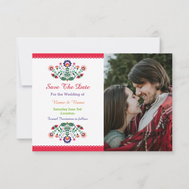 Save The Date Fiesta Mexican Floral Wedding Invite (Front)