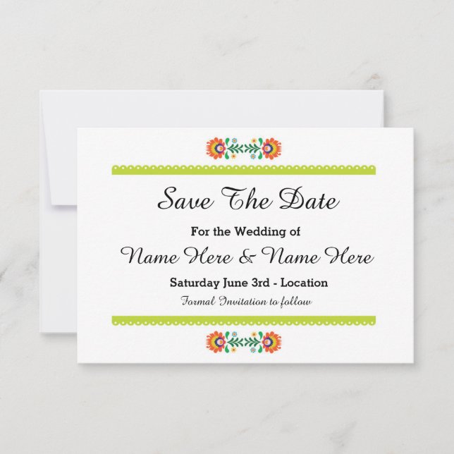 Save The Date Fiesta Mexican Lime Wedding Invites (Front)