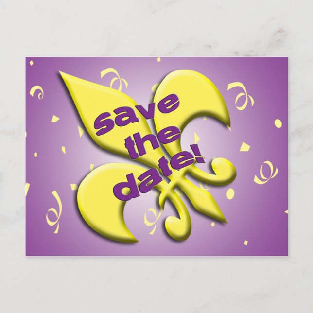 Save the Date Fleur de Lys Postcard (Front)