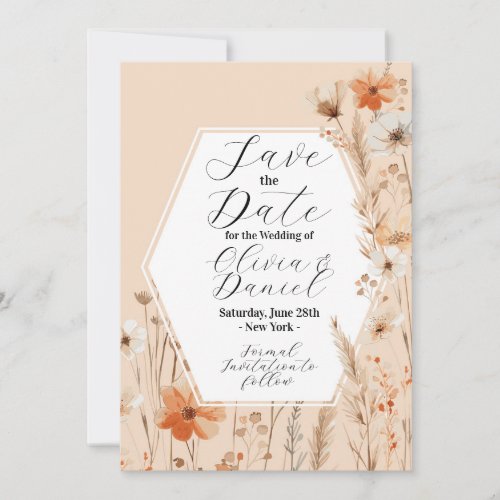 Save The Date Floral Boho Flowers Bohemian 