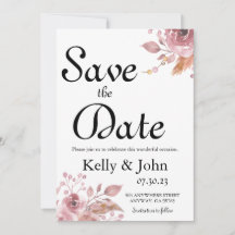 Save the Date Floral Corners Card