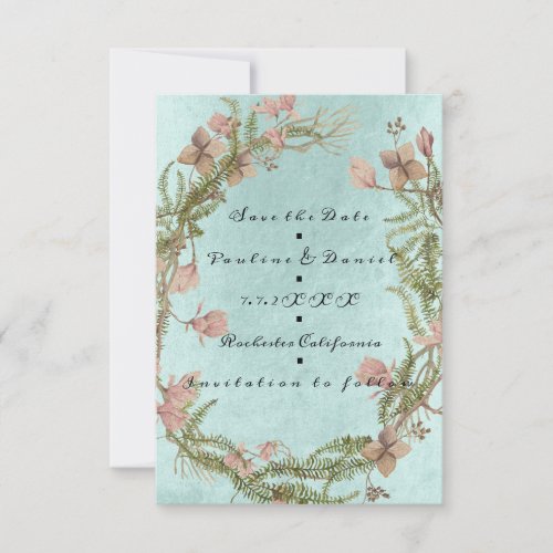 Save The Date Floral Cottage Old Mint Pink Tiffany