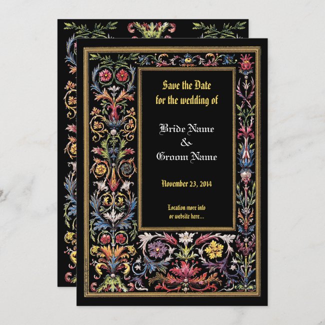 Save the Date Floral Illuminated Medieval Editable