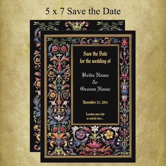 Save the Date Floral Illuminated Medieval Editable Announcement (Creator Uploaded)