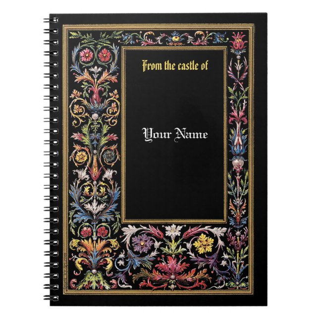 Save the Date Floral Illuminated Medieval Editable Notebook (Front)