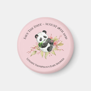Save the Date Floral Panda Baby Shower Magnet